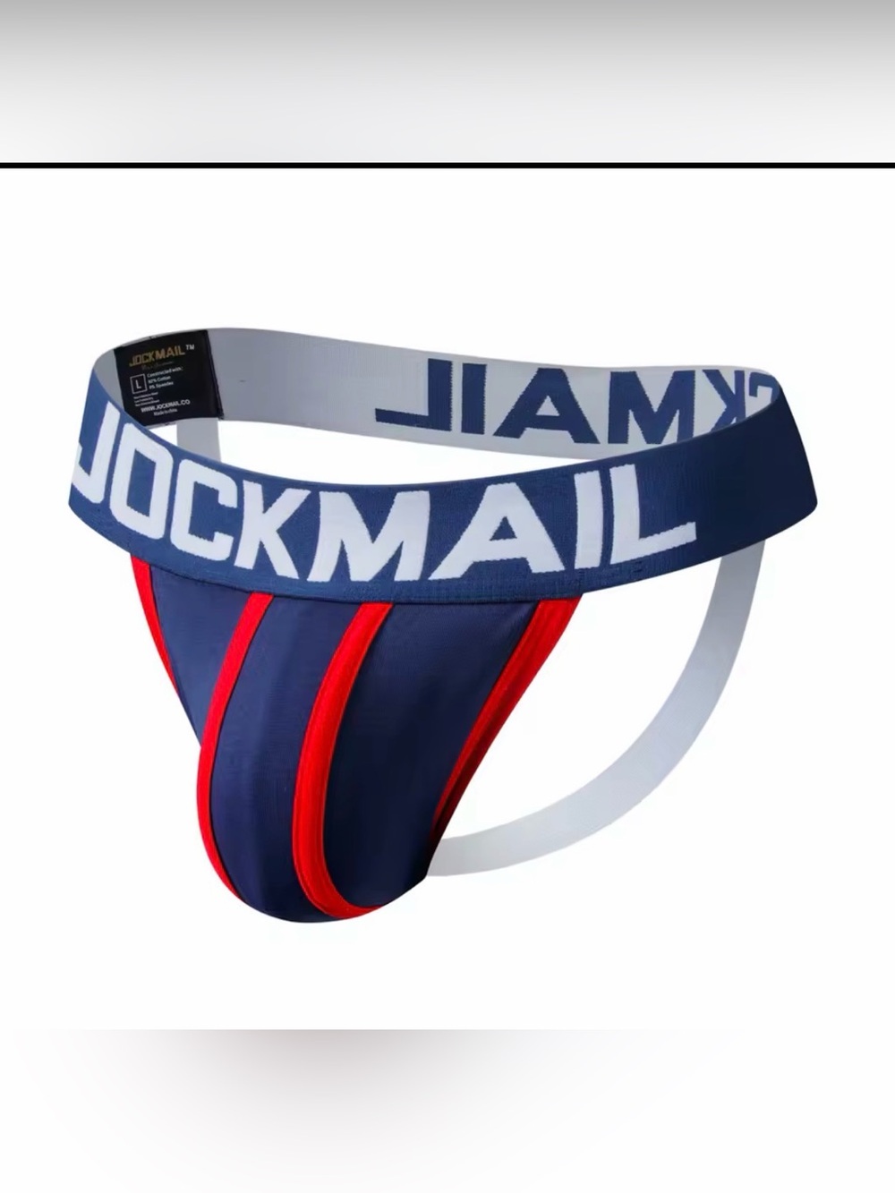 Jockmail Men's Navy & Red Supportive Jockstrap Brief